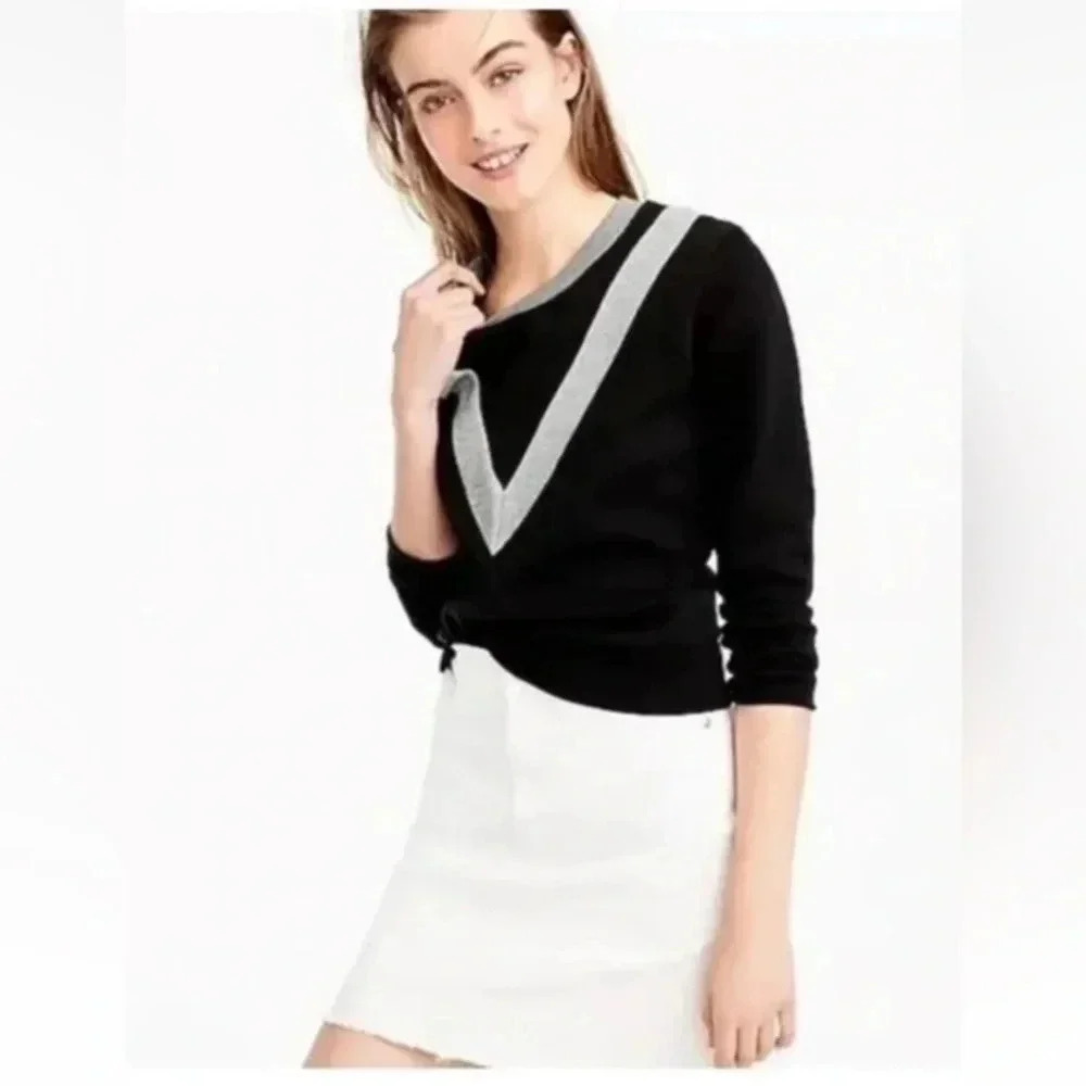 J. Crew | Varsity Colorblock Faux V-Neck Long Sleeve Sweatshirt Size S Small